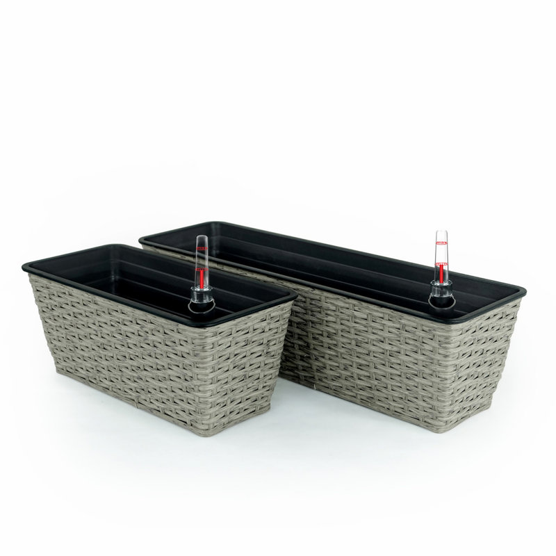 2-Pack Smart Self-watering Rectangle Planter, Gray