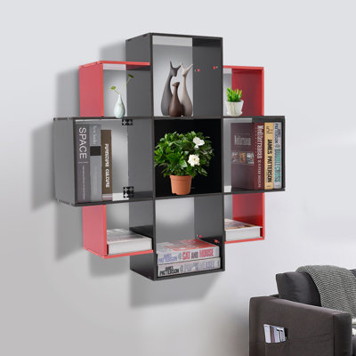 Kell 35.43"H X 35.43"W Floating Bookcase