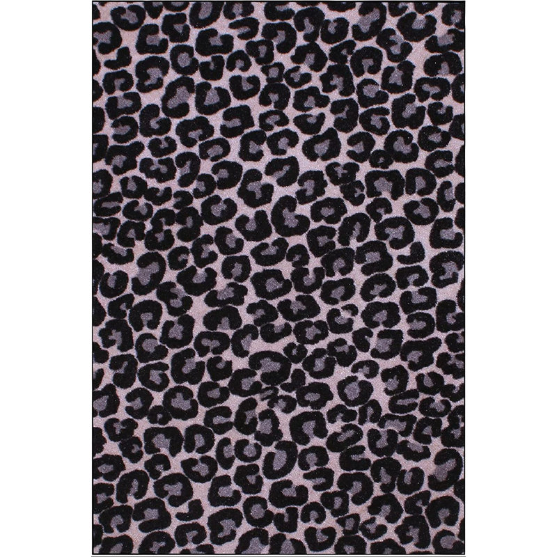 Tapis noir / gris à imprimé animal, Rectangle 6 pi x 8 pi