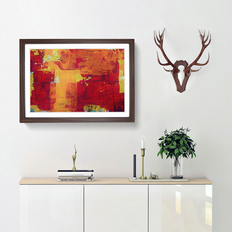 Abstract Vol.404 by S.Johnson - Picture Frame Painting Print, 48cm H x 65cm W x 2cm D, Walnut Framed