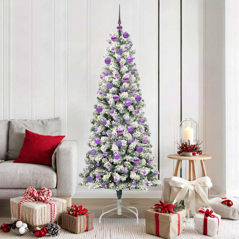 Artificial Hinged Christmas Tree Green and white, 5.91 ft