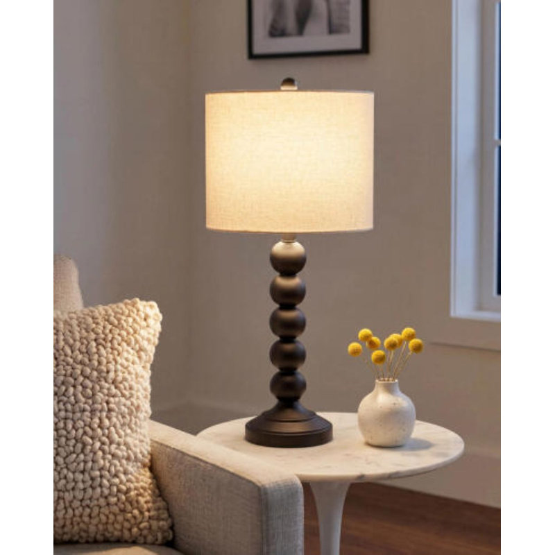 Elaine Table Lamp, Black, Beige, 27" H x 13" W x 15" D