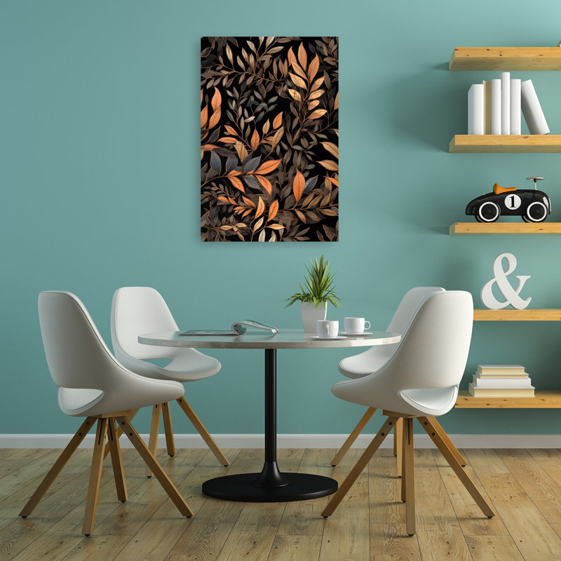 «Elegant Autumn Leaves», art mural élégant et abstrait forêt d'automne, H 36 po x l 24 po