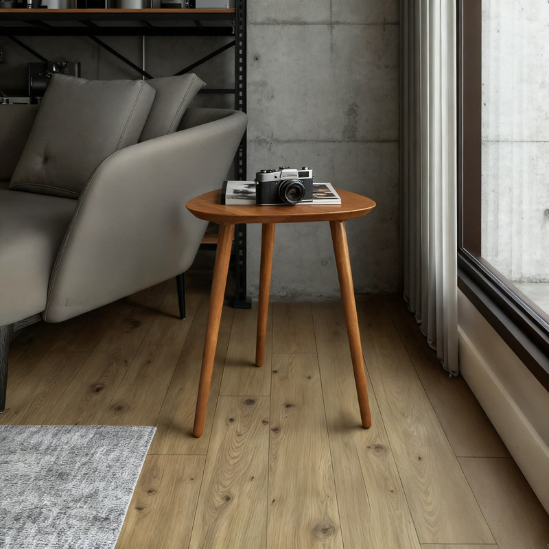 Table de bout de style Mid-Century moderne avec structure en bois massif, pieds inclinés et surface facile à nettoyer pour le salon et la chambre à coucher