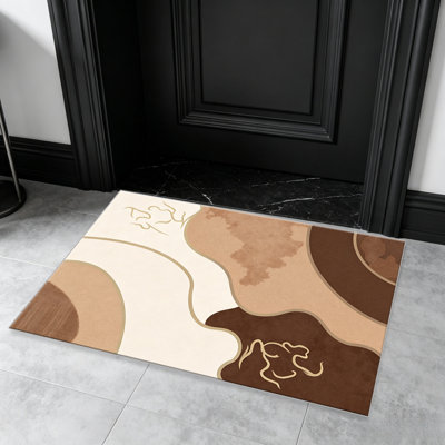 Tapis bruns à motif d'aquarelle abstraite pour le salon, doux et confortable, adapté à toutes les saisons, facile à entretenir, tapis de sol intérieur lavable à la machine, sous la table de ferme convenant à la chambre à coucher, à la salle à manger, au bureau, au patio, au balcon, à la décoration intérieure