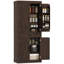 Armoire de cuisine, armoire de rangement avec portes de grange, brun-906142746