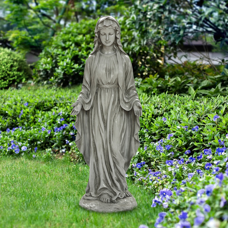 Toland Angel & Cherub Garden Statue, Outdoor Religious Garden Decor, Grey