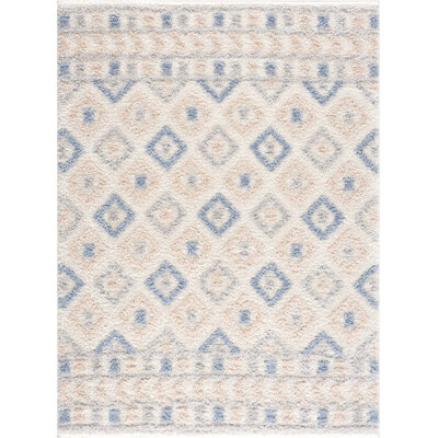 Tapis bleu / beige Aaliyanna