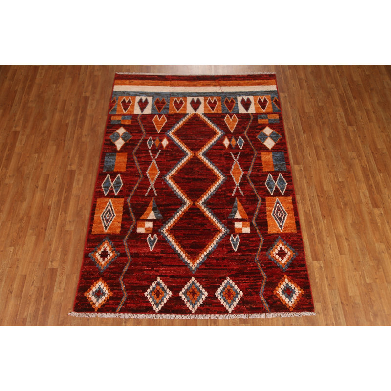 Tapis oriental géométrique marocain fait à la main 6 x 9