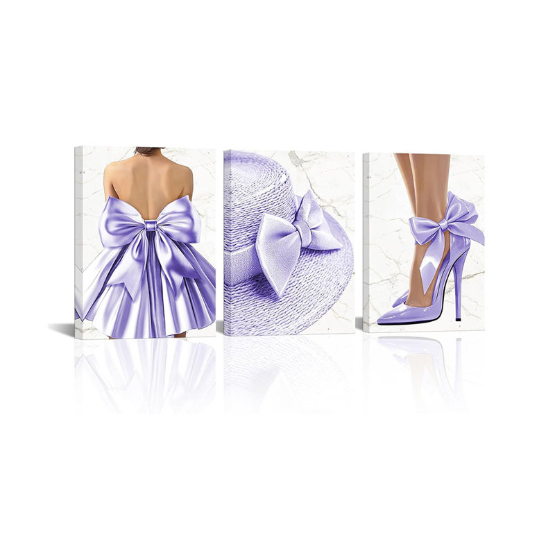 3 Piece Wrapped Canvas Print, Purple