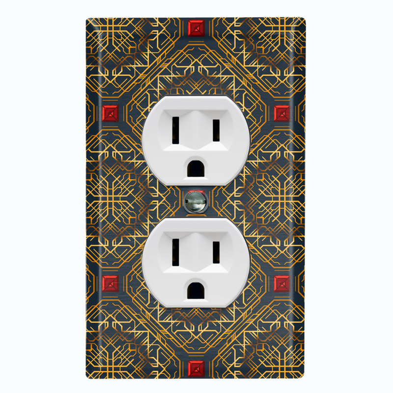Patterned 1 - Gang Duplex Outlet Standard Wall Plate