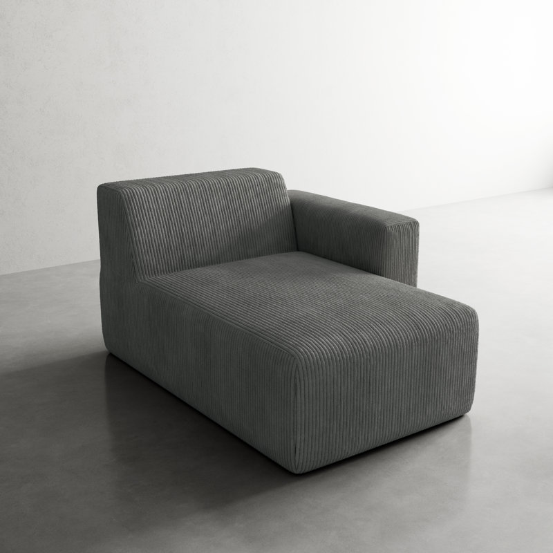 Chaise longue simple en velours côtelé Berlare, Gris