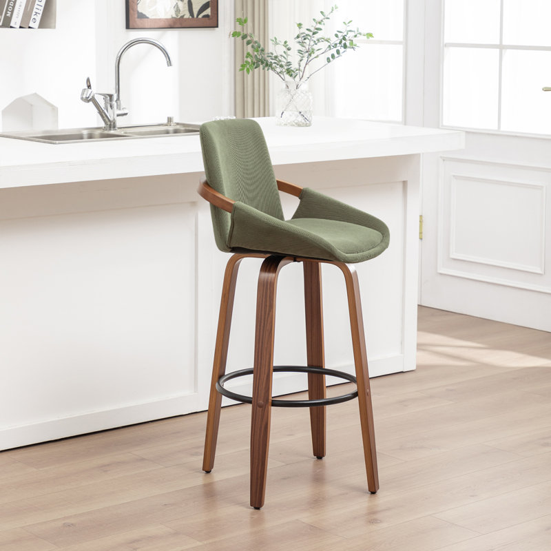 Carruth Swivel Upholstered Counter&Bar Stool, Green, Counter Stool (25" Seat Height)