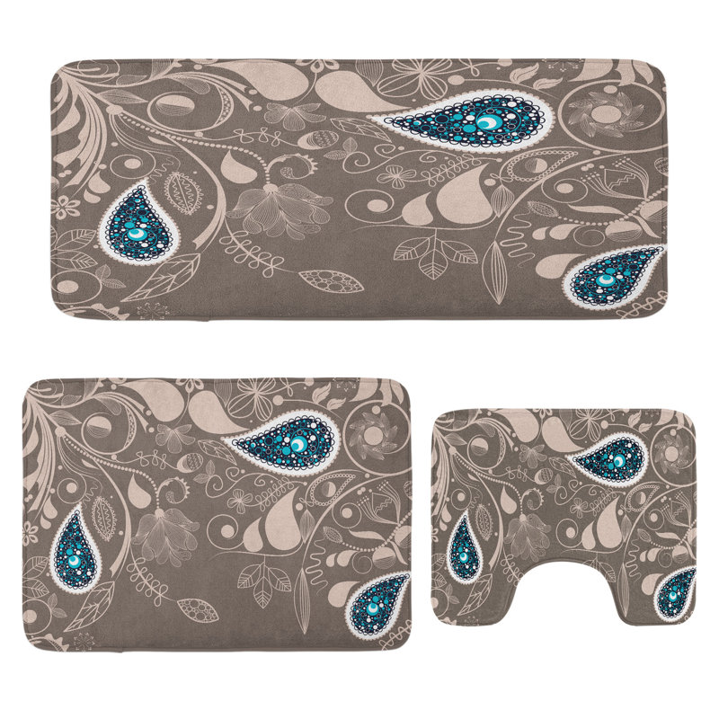  Ensemble de tapis de salle de bain 3 pièces Ethnique