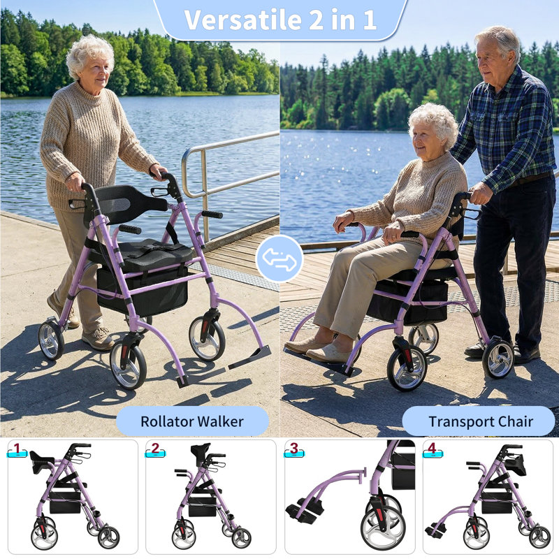 2 In 1 Rollator Walker, Purple