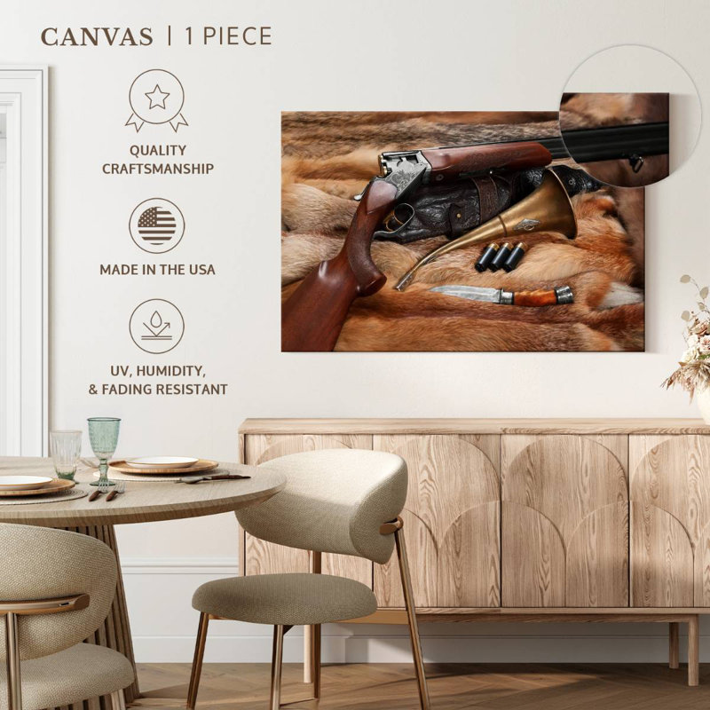 Senne, objets de chasse, H 34 po x l 51 po