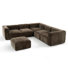 Canapé modulaire en chenille à assise profonde en L 6 pièces avec repose-pieds 6 pièces