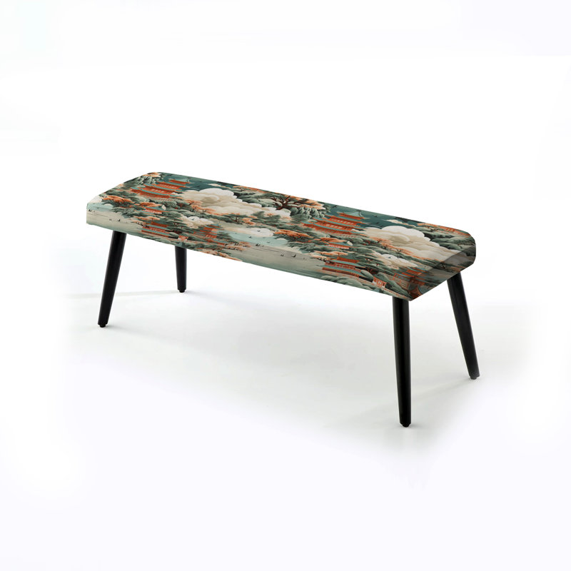 Pagoda Inspirations - Chinese Upholstered Black Bench