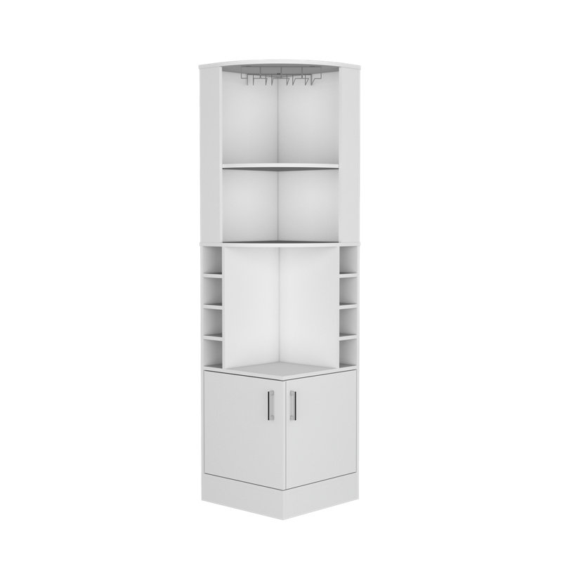  Armoire de bar Aspen Kava avec rangement pour bouteilles de vin, porte-verres à pied et tablettes , Blanc