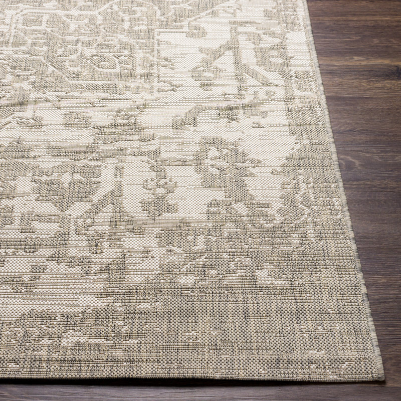 Tapis intérieur / extérieur gris Gaiwan, Rond 6 pi 7 po