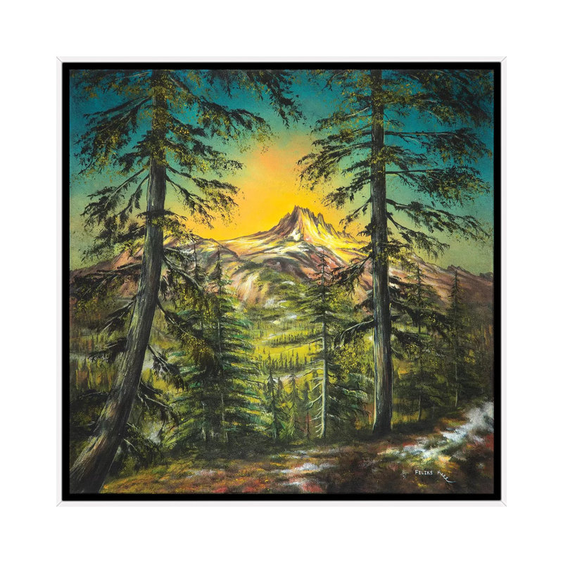 Mountain Glow 1 Piece Painting on Canvas, 66.04 cm H x 66.04 cm W, White Framed