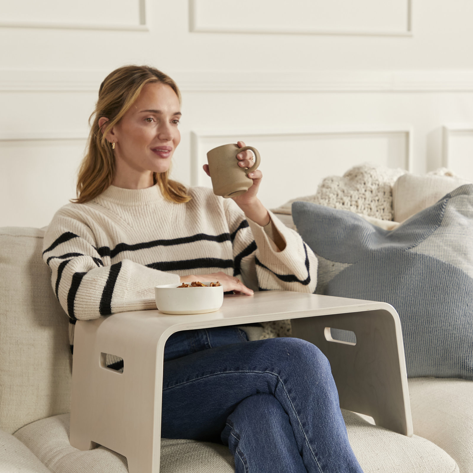 Bentwood Lap Desk with Handles, White Wash