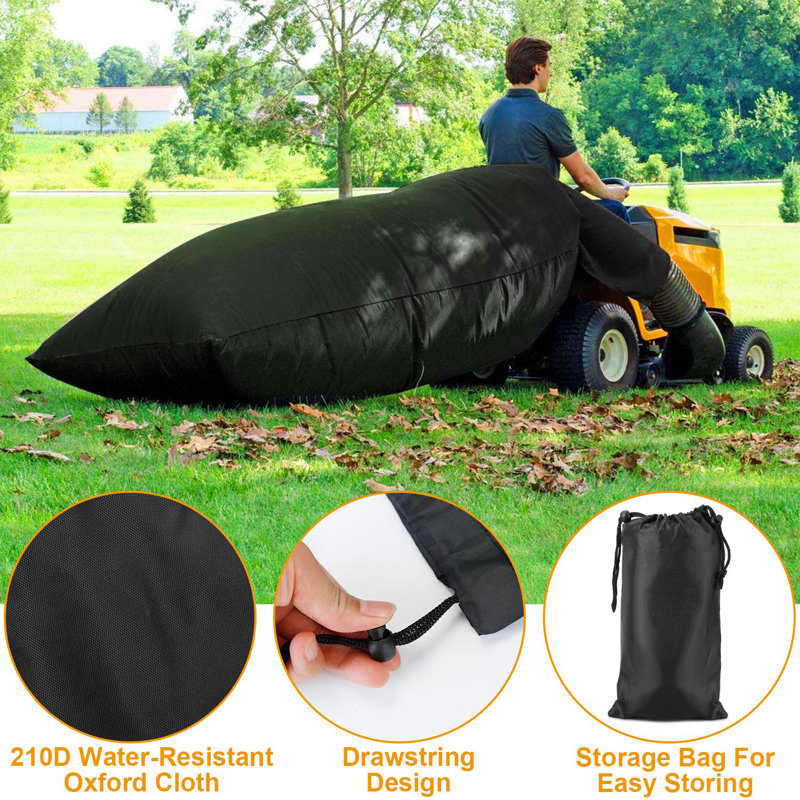 Lawn Tractor Leaf Bag - 54 Cubic Foot Standard Leaf Bag - 112-Inch Opening – For 2 Bag Material Collection Systems – Ride-On Lawnmowers - Heavy Duty Material – Fast & Easy Leaf Collection