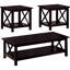 Tables d'appoint foncées: bois franc asiatique et bois d'hévéa avec cadres et tablettes ouvertes de style contemporain
