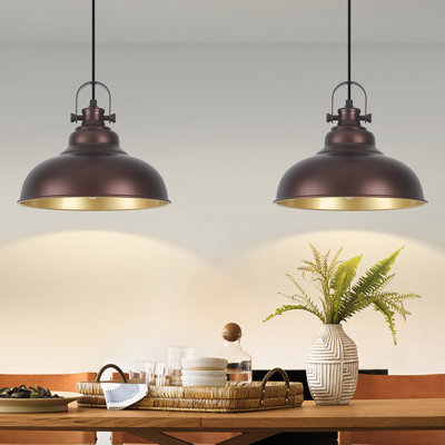 Bronze Pendant Lights,2 Pack Kitchen Island Lighting, Farmhouse Pendant Light Fixtures Pendant Light for Kitchen Island, Dining Room, Bedroom