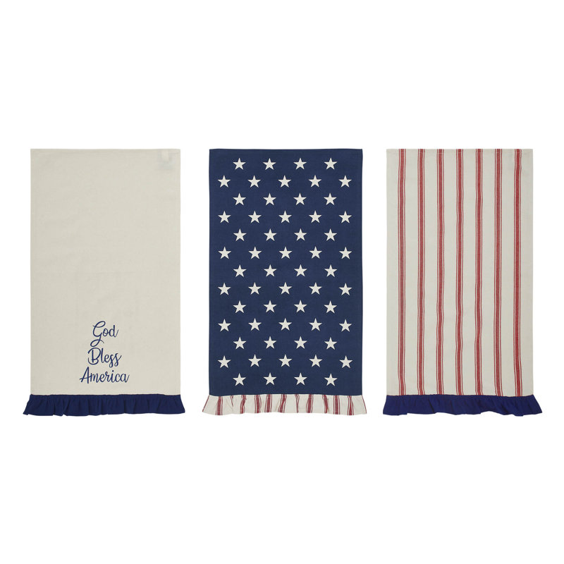 Ensemble de 3 serviettes à thé à volants Hatteras Stars