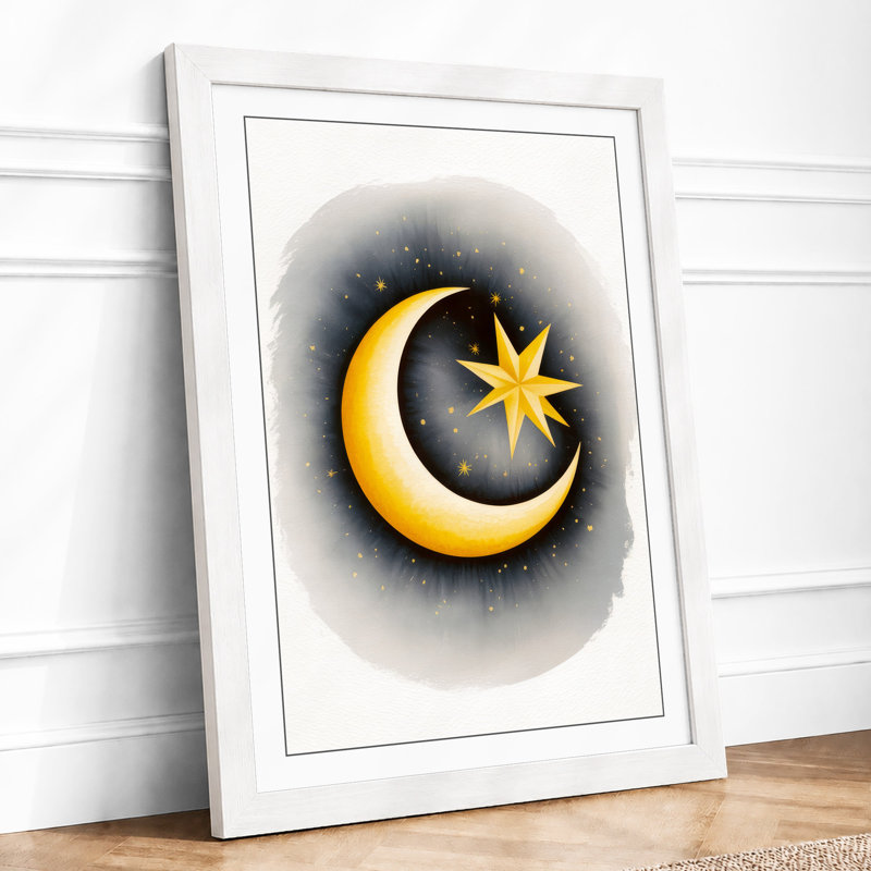 Moonlit Star Minimalist - Print, A1 - 84.1 x 59.4 cm, White