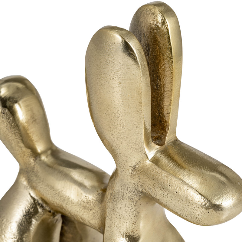 Jaciyah Modern Metal Figurines Aluminum Abstract Animal Design 8" Tall Gold Finish Decorative Accent for Home Office Living Room Shelf or Table Display Set of 2
