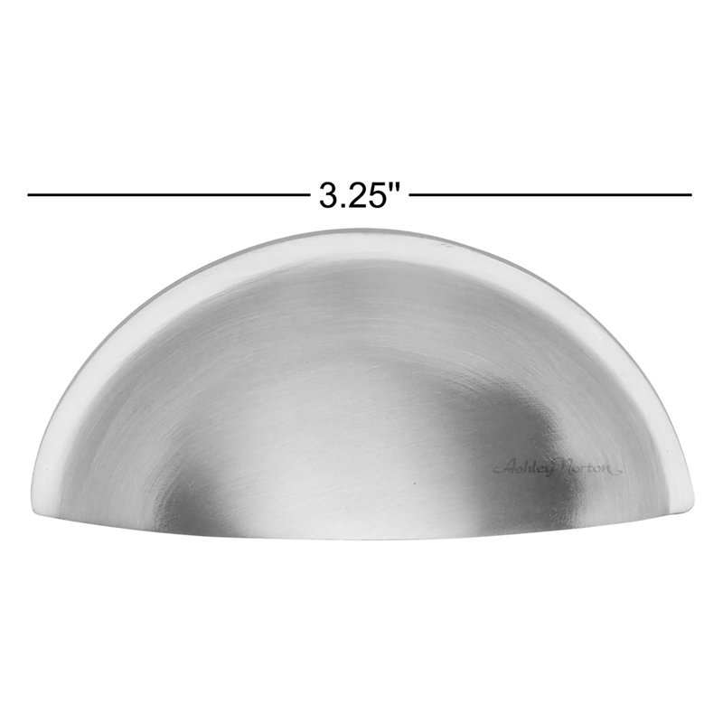 Rear Mounted Cabinet 2 1/4" Center to Center Cup/Bin Pull, Satin Nickel