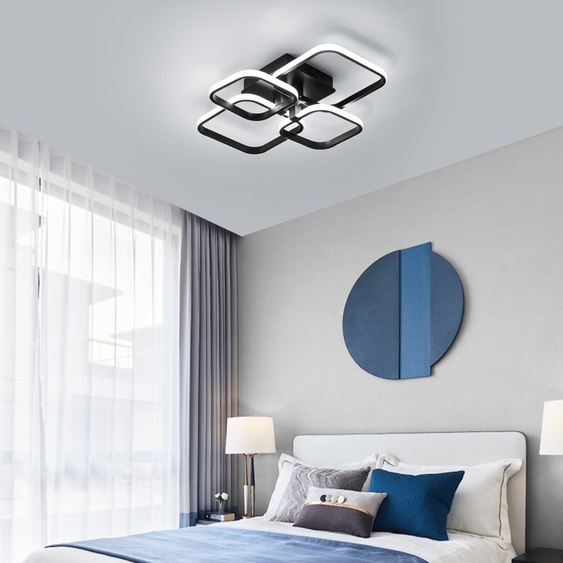 Hessville 4-Light  58cm LED Flush Mount Ceiling Light, Black, 6000K