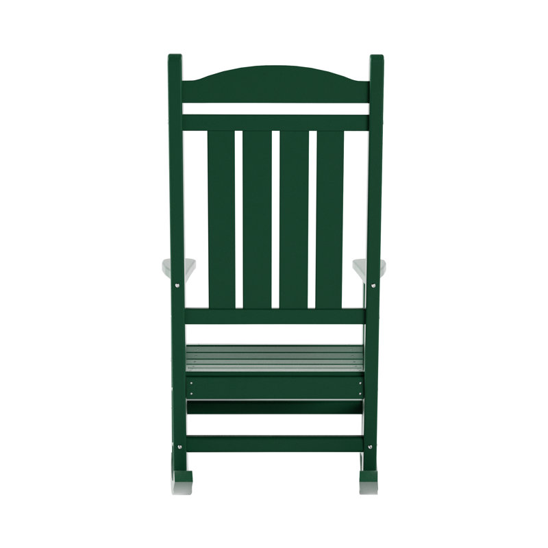 Chaise berçante d'extérieur en plastique avec table de bout Vinnie, Vert foncé