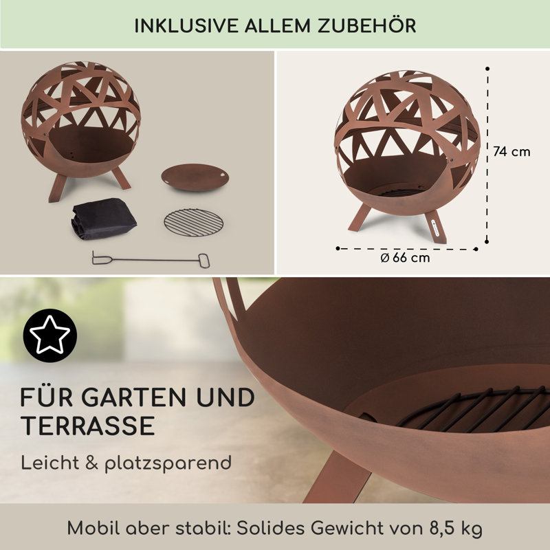 Colima Circle Wood Burning Smokeless Fire Pit, Brown