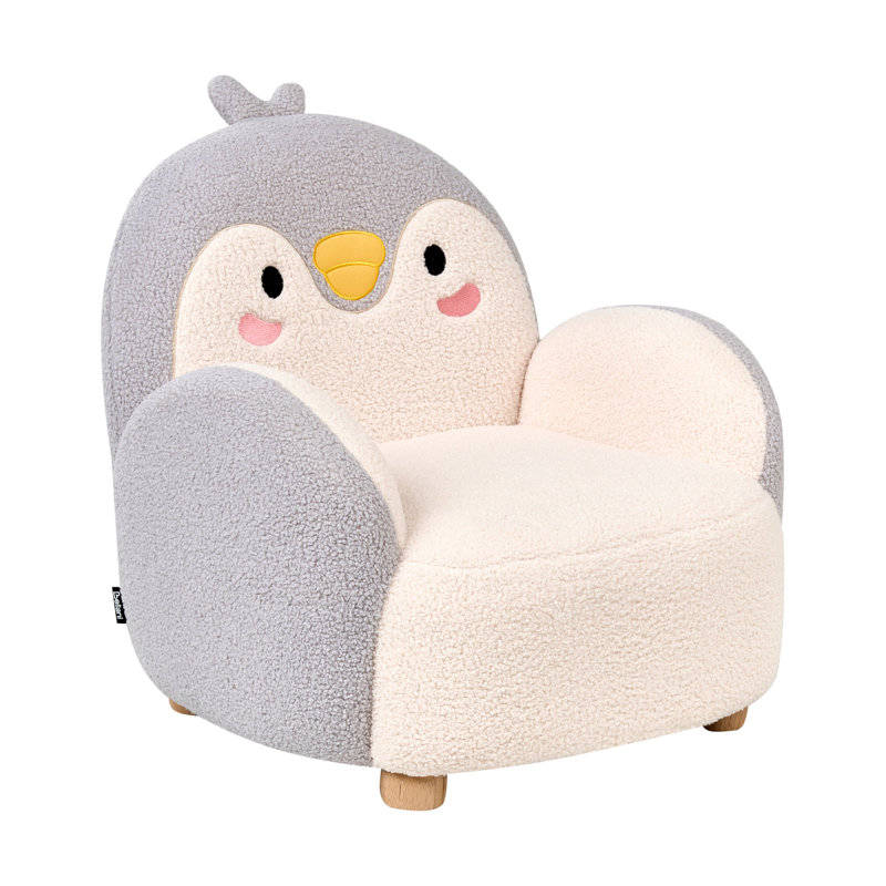 Kids Boucle Armchair Penguin FYN, Brown/White/Grey