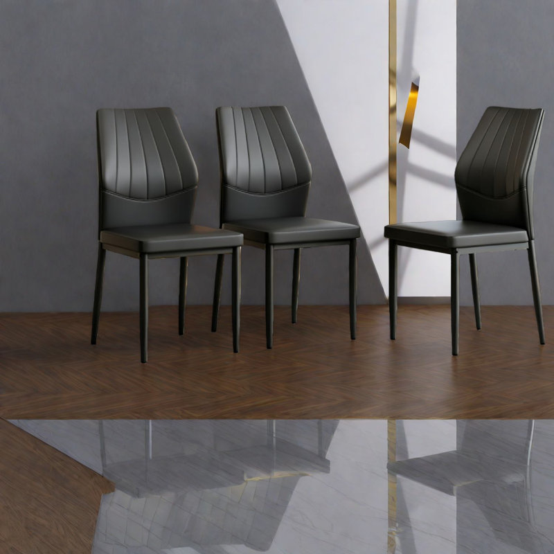 Ensemble de 3 chaises de salle à manger ergonomiques en Pu et en métal pour cuisine