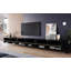 Lowboard Tv Cabinet "anne", With Mdf Doors, With Led Lighting, Matte Black With 3d Herringbone Pattern