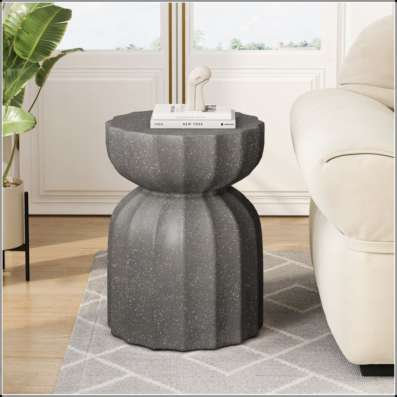 Modern Outdoor And Indoor Waterproof Coffee Table And Side Table Set, Durable Mgo Cement Design For Patio, Garden, And Living Room, 2PC