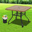 Tables de patio spacieuses, aspect bois métallique de 35 pouces, salle à manger de patio moderne