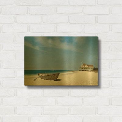 'Beach House View 2' By Zhen-Huan Lu Gold Metal Wall Art, 24" x 16"