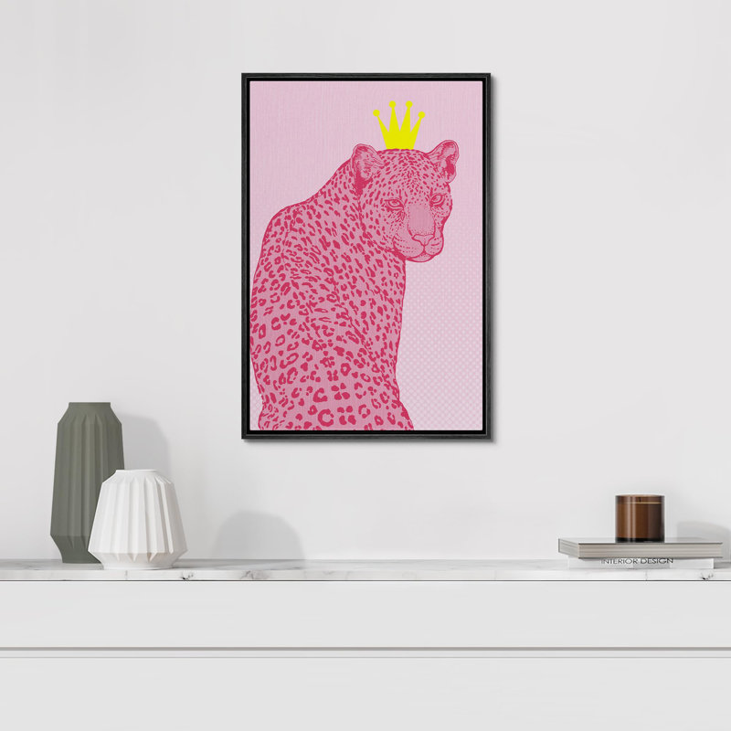 «Bright Preppy Animals», léopard rose, décor de ferme, animaux de la nature rustique, art moderne, décor douillet encadré sur toile