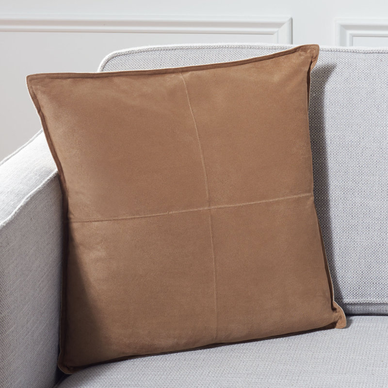 Camel Faux Suede 18-inch Square Throw Pillow