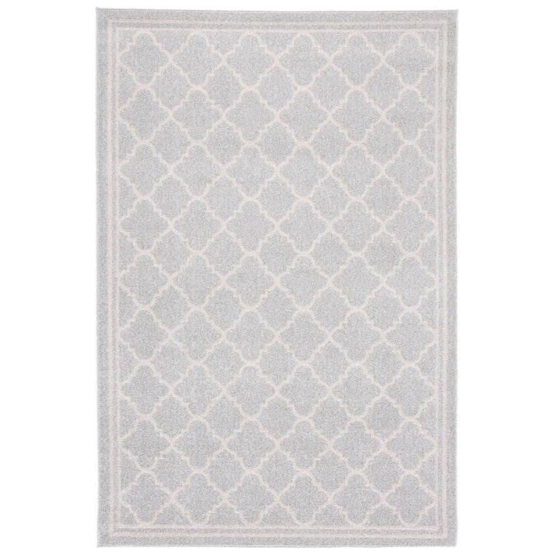 Tapis géométrique Ammundsen, Rectangle 9 pi x 12 pi, Gris clair/beige