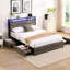 Structure de lit double pleine grandeur - Tête de lit avec charge, construction, métal gris antique et bois-606467598