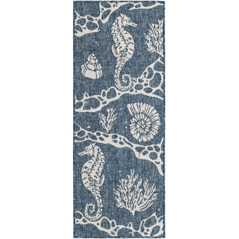 Tapis contemporain bleu marine Aycan, Tapis de couloir 2 pi x 5 pi 1 po