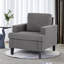 Chaises d'appoint de style Mid-Century, fauteuil en tissu de lin, fauteuils simples rembourrés pour le salon de la chambre à coucher-630979216