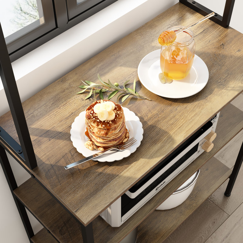 Margaret 32Cm Standard Baker's Rack with Microwave Compatibility, Rustic Brown/Black