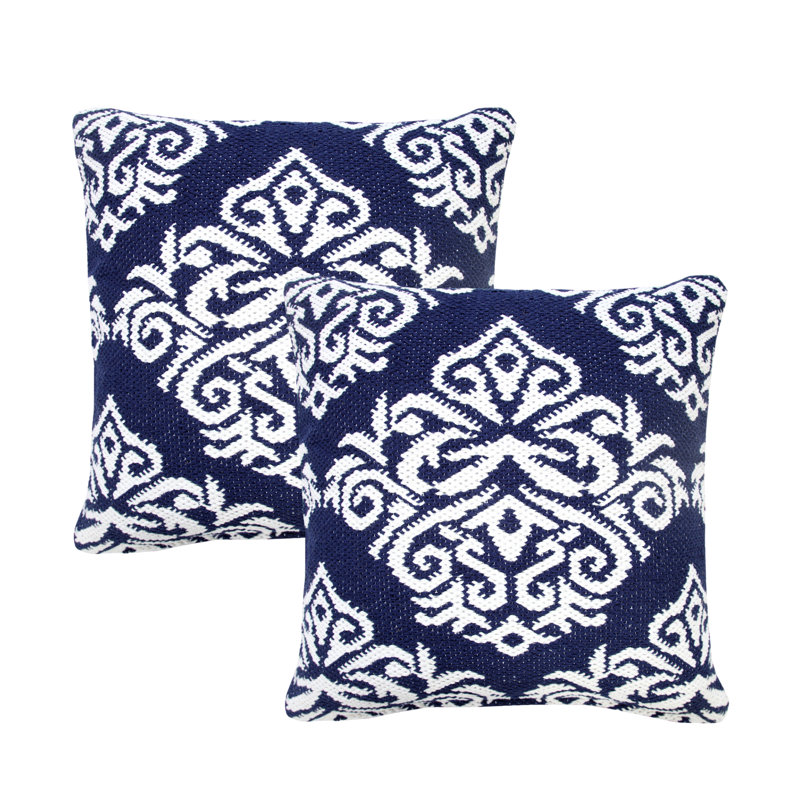 Ensemble de 2 coussins décoratifs en mélange de coton bleu rétro, Bleu